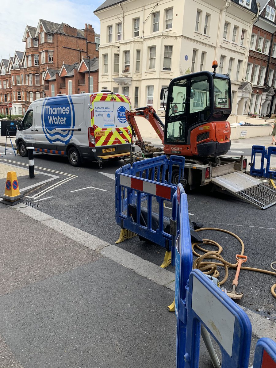 SpiceDeli's tweet photo. @thameswater @CamdenCouncil walk in to work today to see and hear this being done on our doorstop.  No advance warning whatsoever.  What is the point of all the initiatives being introduced by the Govt when we face this on what is supposed to be a busy week back? Explanation? https://t.co/KOf2EEkNnq