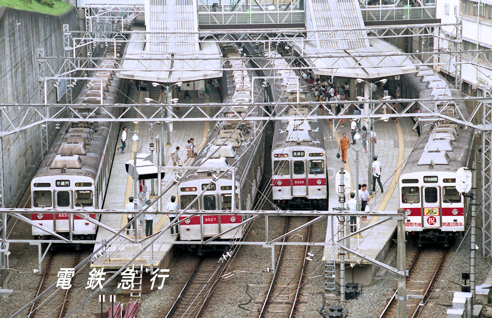 □田園都市線8500系全盛期 緩急接続の鷺沼駅で10連4本が並んだ8500系