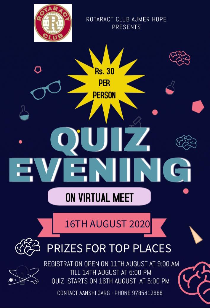 AjmerHope's tweet photo. Greetings from ROTARACT CLUB AJMER HOPE !!! We are here to make your pandemic more interesting and knowledgeable by organising a virtual quiz for you all !! STAY TUNED WITH US !!!
And you can DM us and also share to your friends. https://t.co/RoFnwa19OD