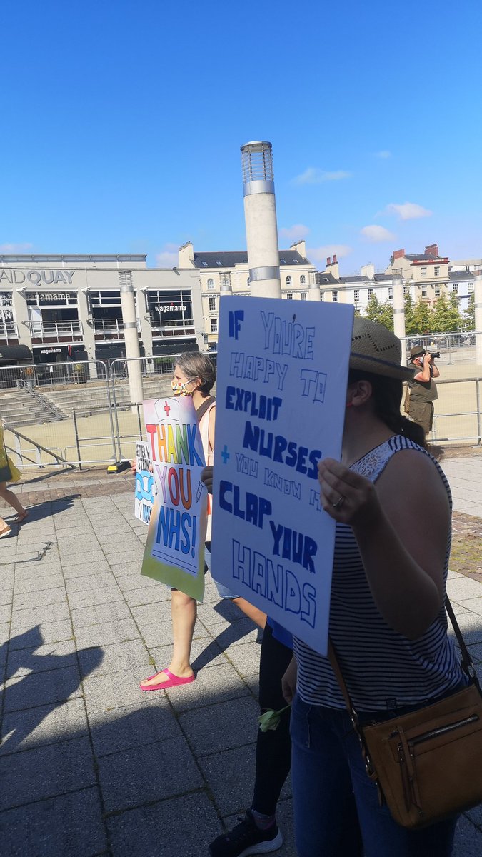 I'd guess approx 400 people joined the start of the  #NHSPay15 protest in Cardiff Bay &ndash; bei  Cardiff Bay