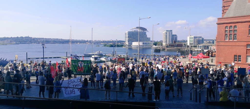 Rally outside the Senedd for  #NHSPay15. Speeches start with Dr Simon Williams who's come just off night shift &ndash; bei  The National Assembly for Wales