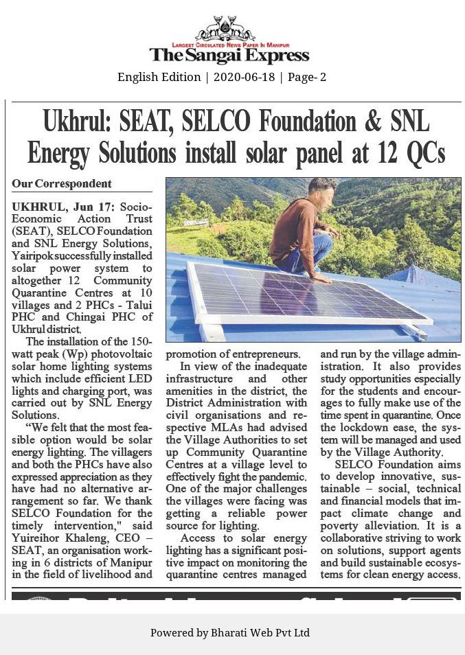 EnergySnl's tweet image. Powering health centers &amp;amp; Community quarantine centers in Ukhrul district.
#FightCOVID19 #CleanNetwork #SELCOFoundation #health_manipur