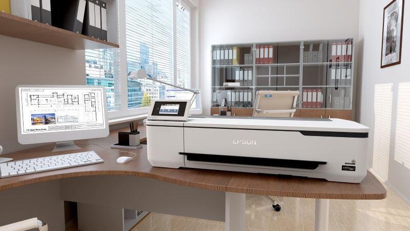 The EPSON SC-T2100 is the lowest price CAD plotter in the market, offering A1, A2 prints from roll &amp; as an option A3 from sheets.
With its cool white styling it fits in to any design studio.