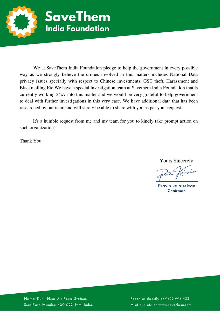 SaveThemIndia's tweet photo. Respected @KiritSomaiya ji, 

This is regarding Illegal Online Lending Apps and Blackmailing customers with their DATA for Money recovery in this Lockdown. This leads to National Data Security Threat. Requesting you to take action.

#OperationHaftaVasooli #BJP #India @GoI_MeitY https://t.co/fZXHZ3pZ8z