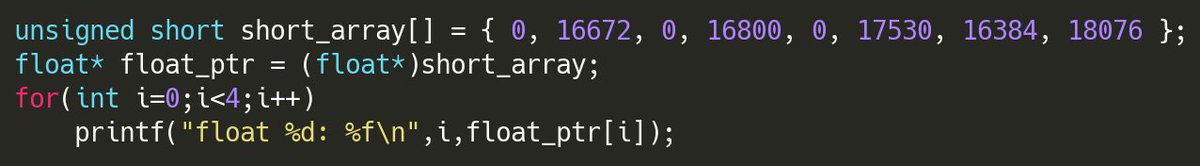 sergevank's tweet image. Need some #swiftlang help! Porting some legacy decompression code, where ideally I would access memory both as a Uint16 and a Float array. Easy in C/C++, but what's the most efficient way to do that in Swift? @UINT_MIN @johnsundell #codingquestion