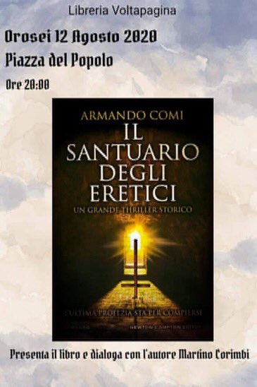 Armando Comi (@armandocomi) on Twitter photo Sardegna? Orosei?
Gli amici della Libreria Voltapagina mi ospiteranno nella rassegna estiva di presentazioni in piazza.
Qualche eretico nei paraggi? Vi aspetto con <a href="/MartinoCorimbi/">MARTINO CORIMBI</a> mercoledì 12 agosto alle 20 in Piazza del Popolo , Orosei #ilsantuariodeglieretici @NewtoCompton Sardegna? Orosei?
Gli amici della Libreria Voltapagina mi ospiteranno nella rassegna estiva di presentazioni in piazza.
Qualche eretico nei paraggi? Vi aspetto con <a href="/MartinoCorimbi/">MARTINO CORIMBI</a> mercoledì 12 agosto alle 20 in Piazza del Popolo , Orosei #ilsantuariodeglieretici @NewtoCompton