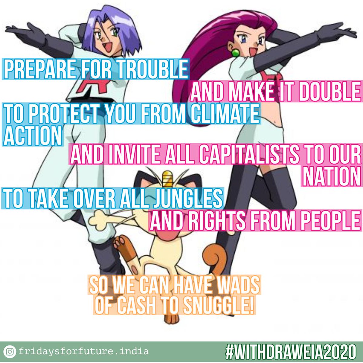 FFFIndia's tweet image. Meowth, that's not right 😔
#ClimateCrisis #Polluters state..