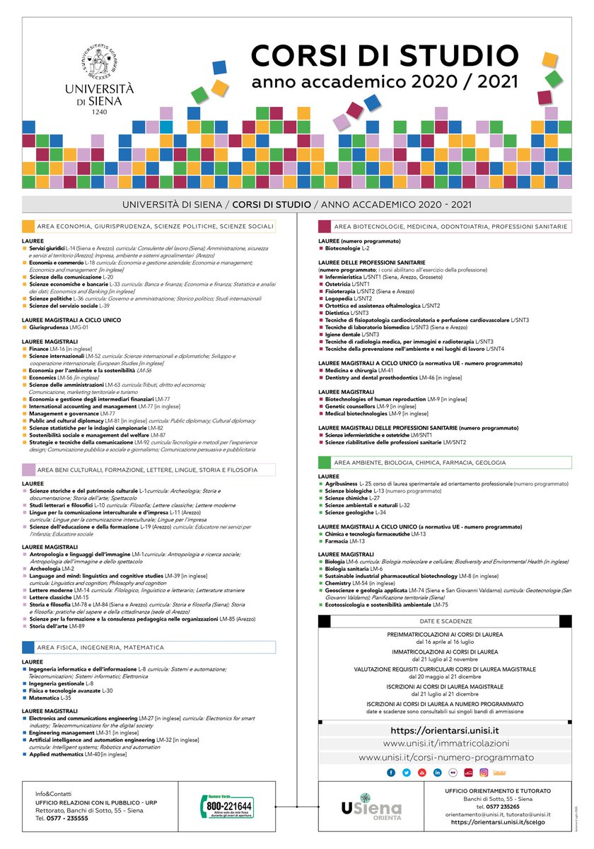 Vieni a studiare nella città #campus!
📍Immatricolazioni aperte! #Università #Siena
La procedura per immatricolarsi ai corsi di #laurea triennale e a ciclo unico non a numero programmato è on line.
Sul sito web di #OrientarSI le informazioni utili:
👉 orientarsi.unisi.it/news/immatrico…