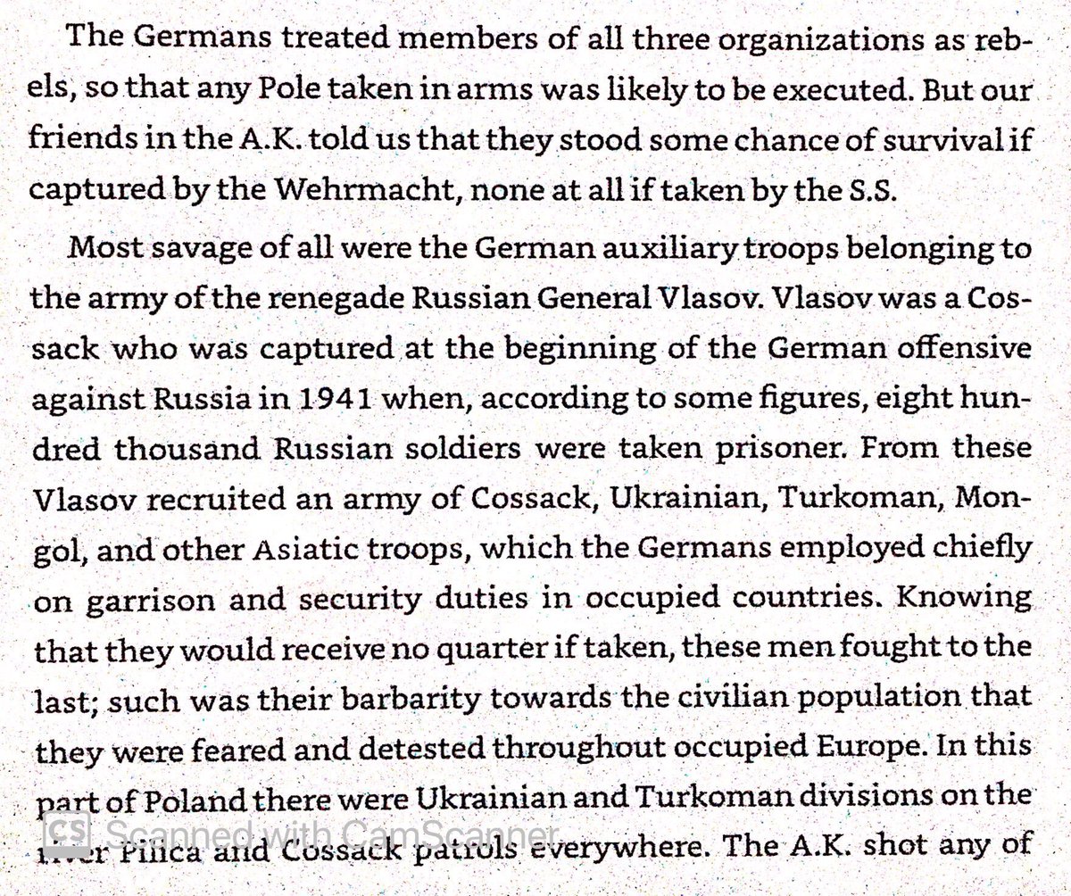German occupation of Poland was cruel. Galician, Cossack, Turkmen, & Kalmyk auxiliaries were deployed alongside regular army soldiers or SS to destroy resistance units or collect slaves.