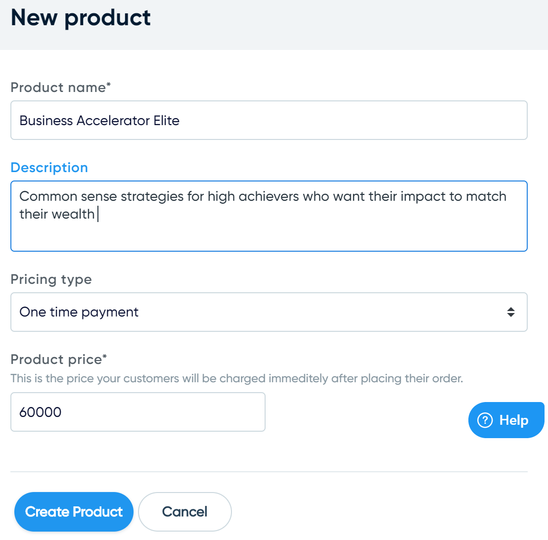 2 Simple Steps: Create a sales page using your favorite shopping cart software. List the price of your luxury service. I listed mine as $60k in this example. Copy the exact words in the screenshot. Substitute your product name and pricing.