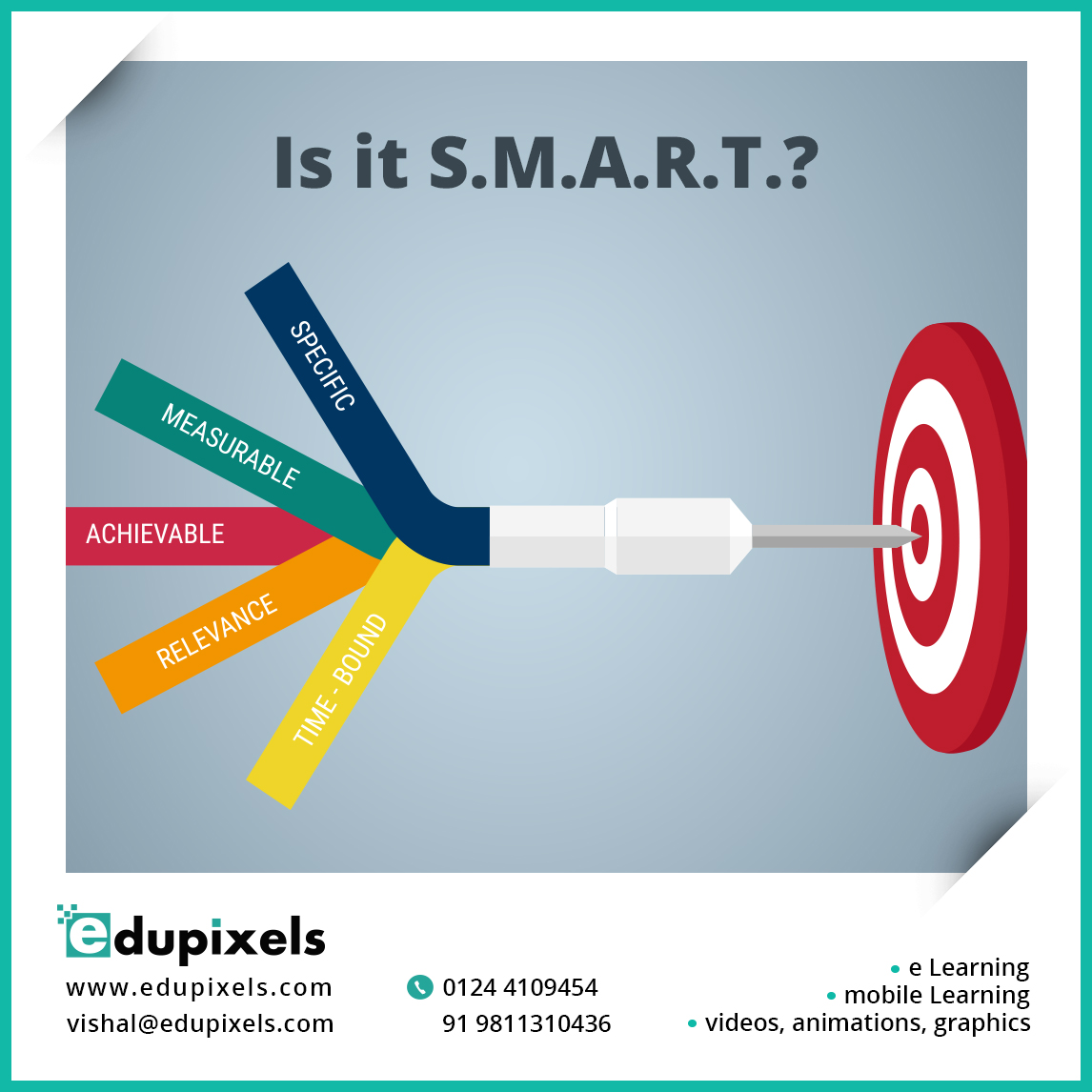 Edupixelindia's tweet photo. Want to know more about how to set objectives for your learning needs? Want to know more about how objectives can drive your course? 
Call us to learn more.

#training #onlinelearning #onlinetraining #smart #specific #Measurable #Achievable #Realistic #timebound https://t.co/iR0MavfNof
