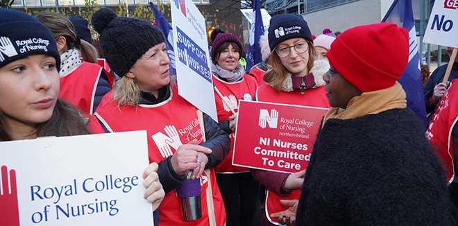 Thinking of all our members today who are taking action. We will always support you in fighting for fair pay and conditions. Nursing staff must receive fair pay for the professional and increasingly complex work they do. Read our latest pay briefing here👉ow.ly/yjZr50AUaTo