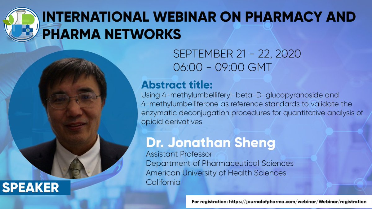 Introducing our speaker Dr. Jonathan Sheng from the American University of Health Sciences, #California for our virtual conference "INTERNATIONAL WEBINAR ON PHARMACY AND PHARMA NETWORKS" on September 21-22, 2020.
Register now@ lnkd.in/dybEVYZ