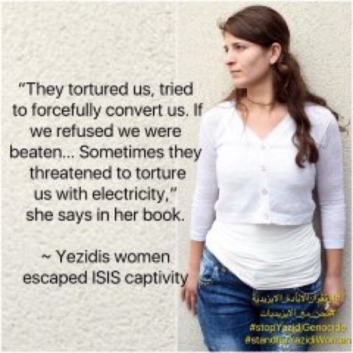 “They tortured us, tried to forcefully convert us. If we refused we were beaten… Sometimes they threatened to torture us with electricity.” A Yazidi woman escaped ISIS captivity. #JusticeForYazidis #YazidiGenocide18/n