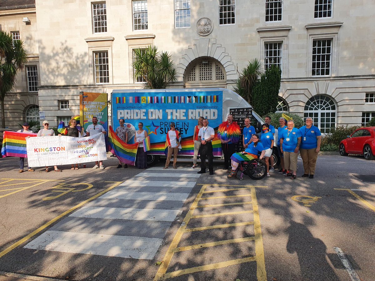 Here we are at Kingston #firststop #prideontheroad joined here by @LGBTKingston @HazellHD @prestigesae #spreadpridenothate #morepride2020 #surreycountycouncil