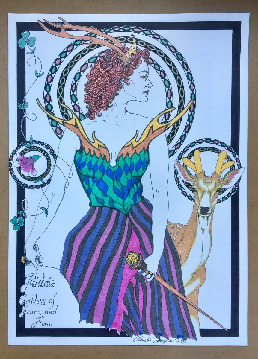 JacquesFine's tweet photo. The Sacred Feminine Energy has always fascinated me ๐ฎ Flidais, almost complete #Flidais #GoddessFlidais #fauna #flora #sacredfeminine #irishmythology #art #illustration #Ireland https://t.co/5zNGTsAsWh