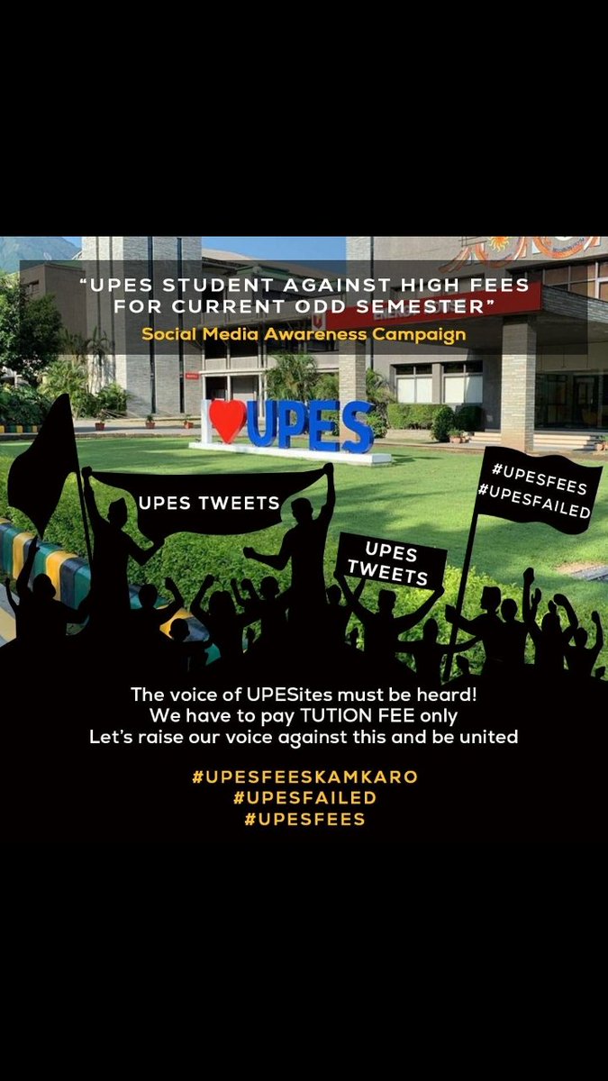 AjayGod40951503's tweet photo. We the students of @upesdehradun demands right fee invoice with only tution fee. fees of 2lakhs for a semester with online based education is totally wrong . It seems they only cares about money and not about students or parents situation in this pandemic.
#UPESFEES 
#UPESFAILED https://t.co/orBVqKkDRE