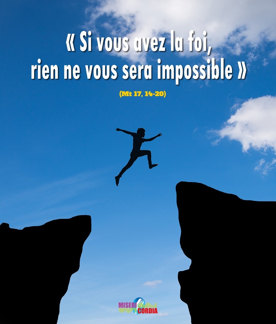 radio_mcdia's tweet photo. « Si vous avez la foi, rien ne vous sera impossible »— Mt 17, 14-20

Évangile de Jésus Christ selon saint Matthieu

Acclamation :Alléluia. Alléluia.Notre Sauveur, le Christ Jésus, a détruit la mort ;il a fait resplendir la vie par l’Évangile.Alléluia.— 2 Tm 1, 10 https://t.co/OY4oC8vhQ9