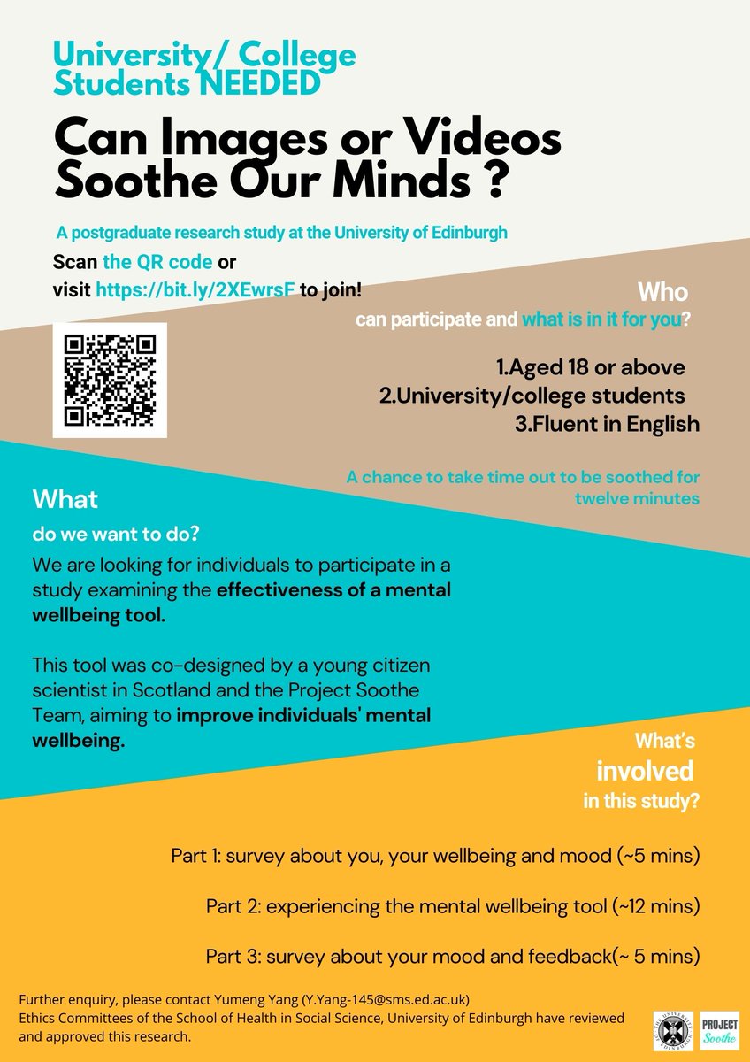 Calling for University and College students, wherever you are, to try out our new <a href="/ProjectSoothe/">Project Soothe</a> wellbeing tool co-produced with young citizen scientists, funded by <a href="/wellcometrust/">Wellcome</a> please RT