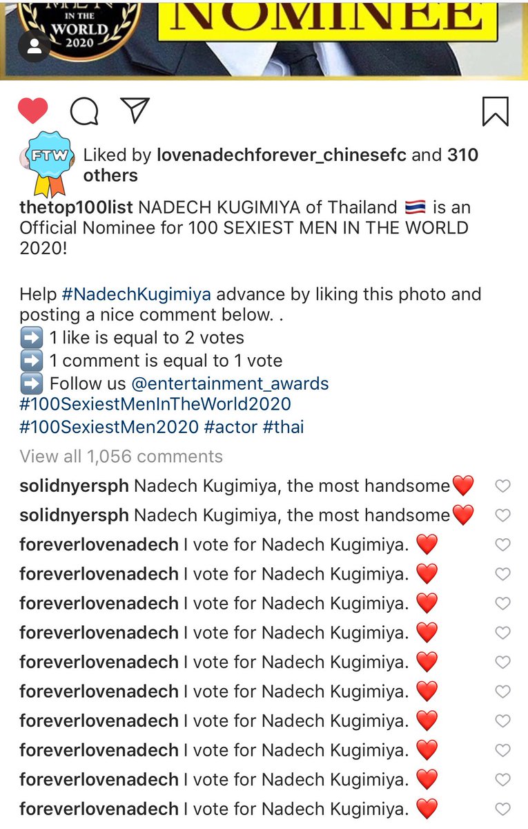 Hi guyssss! Please don’t forget to vote atleast 10 COMMENTS A DAY please! THANK YOU!!!  #100SexiestMenInTheWorld2020  #nadech  #ณเดชน์