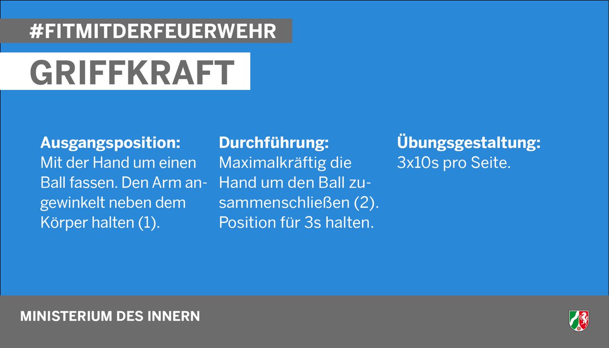 IM_NRW's tweet photo. Heute gibt es Teil 6, machen Sie mit! #FitmitderFeuerwehr zeigt, wie sich Feuerwehrleute in Form halten. Mehr Tipps und den Link zu einem mit der @SpoHoKoeln erarbeiteten Trainingshandbuch finden Sie hier: https://t.co/4x38SZDdtM https://t.co/gcFixfwHRd