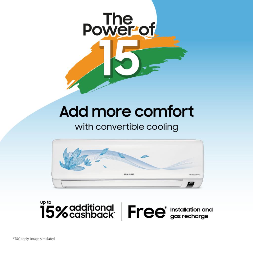 Beat the heat with the powerful and efficient Samsung convertible AC! Buy now and get fabulous offers like additional cashback and amazing freebies. T&C apply. spr.ly/6019Ggvwf #ThePowerOf15 #Samsung