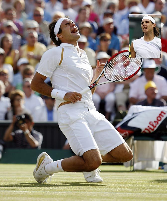Only four of those meetings have been on Federer’s favourite surface - grass - and funnily enough, Federer has won three - not all four! One of those wins for Federer came at Wimbledon 2007 - in the finals. Federer won Wimbledon a fifth consecutive time.