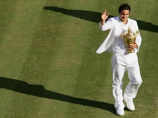 Federer equalled Bjorn Borg’s Open Era record, winning 5 consecutive trophies at Wimbledon. Having won the title, Federer changed into his pristine white suit to go receive the trophy - and when he tried to put his hands in his pockets, realised he had worn them backwards.