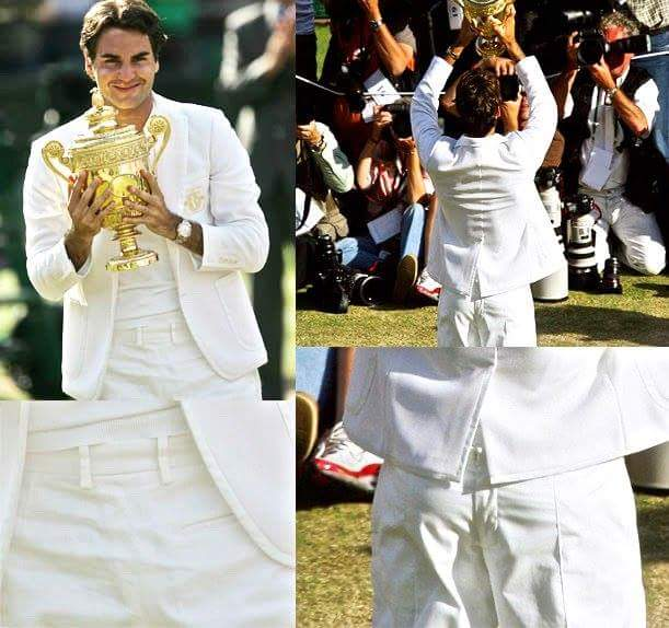 Federer equalled Bjorn Borg’s Open Era record, winning 5 consecutive trophies at Wimbledon. Having won the title, Federer changed into his pristine white suit to go receive the trophy - and when he tried to put his hands in his pockets, realised he had worn them backwards.