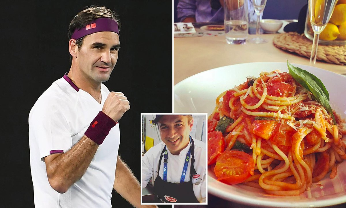 The Italian chef Andrea Tranchero once even revealed Federer’s favourite meal before every  #AustralianOpen match is Spaghetti Pomodoro - what brand, of course, is up to Federer - who at 6 titles at the Rod Laver arena, has the 2nd most in the Open Era - behind only Novak Djokovic