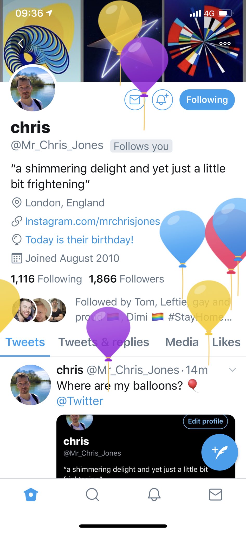  You have balloons! Happy birthday x 