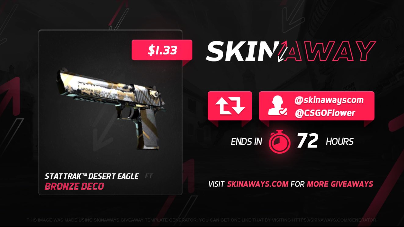 Csgoflower 3 Day Giveaway Desert Eagle Bronze Deco St Ft Follow Csgoflower Amp Woutsad Join T Co 4z48riuat2 Go To Giveaway Amp Press On The Amp