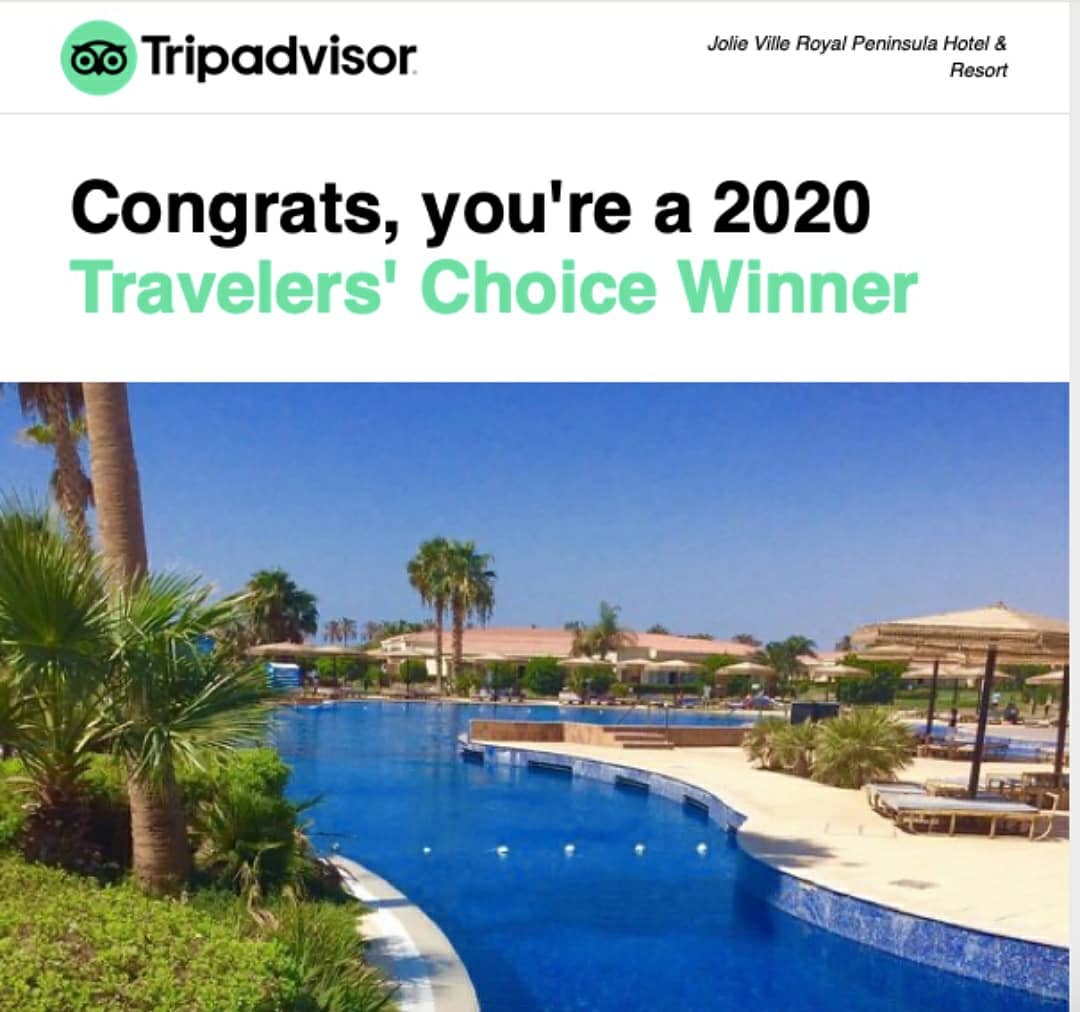 royalpeninsula's tweet photo. It is our pleasure to announce that Jolie Ville Royal Peninsula Hotel has awarded the Best Traveler's Choice from TripAdvisor based on reviews, ratings and saves from travelers 

#royalpeninsulahotel #tripadvisor #travelerschoice #besthotel #sharmelsheikh #redsea #Egypt https://t.co/9C291PfR5I