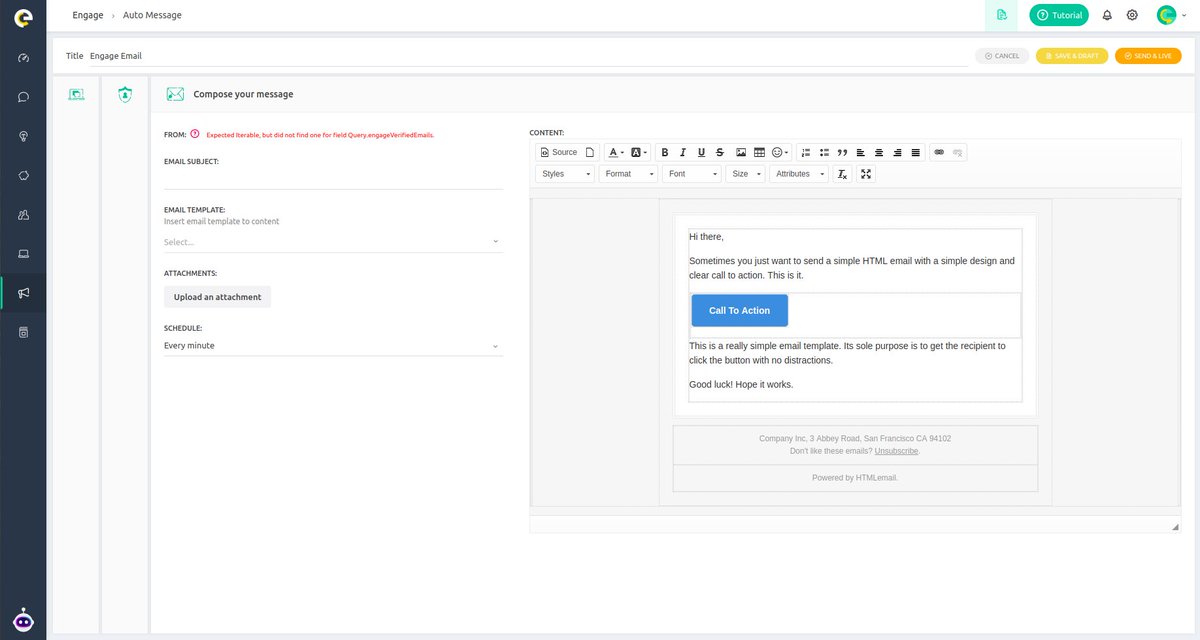 Ready to go templates

Setting up the email can be easiest by choosing from our many prepared templates or you can create the one with your desired design within a second.