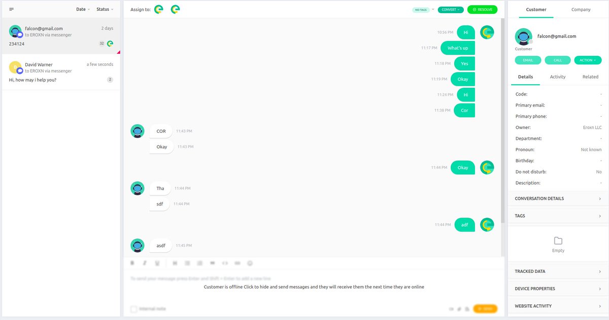 Customer inquiry into one inbox
Reach your customers on any channels where they`re most comfortable using, including in-app messaging, live chat, email, and phone calls. And all communication history will be recorded in on board where support team can perform like one person