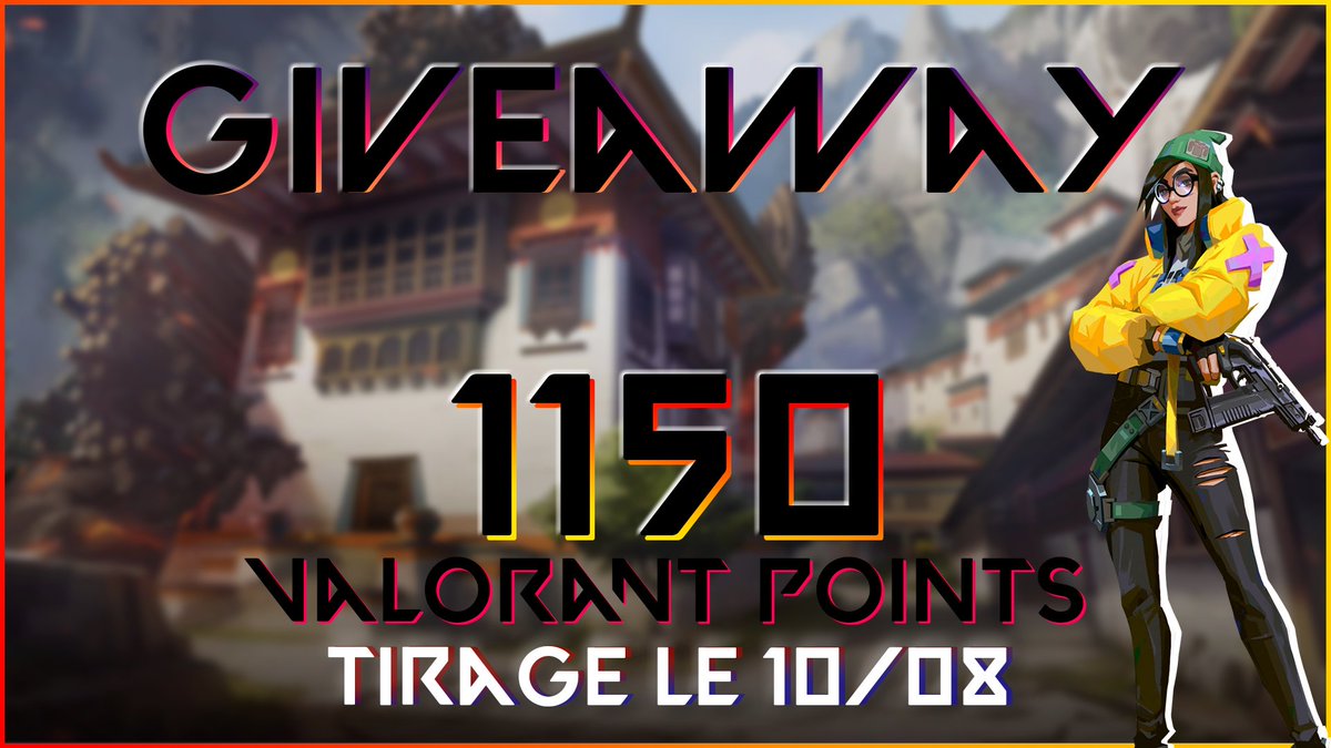 ValorantFrance_'s tweet photo. Gagnez 1150 #VALORANT Points ! #Giveaway 

1⃣ - Suivre @ValorantFrance_ sur Twitter ! 🔥
2⃣ - Retweet ce post !🔁
3⃣ - Attendre le tirage !😴

Tirage au sort le 10/08/2020. 🥳 https://t.co/7ahqZqwuN5