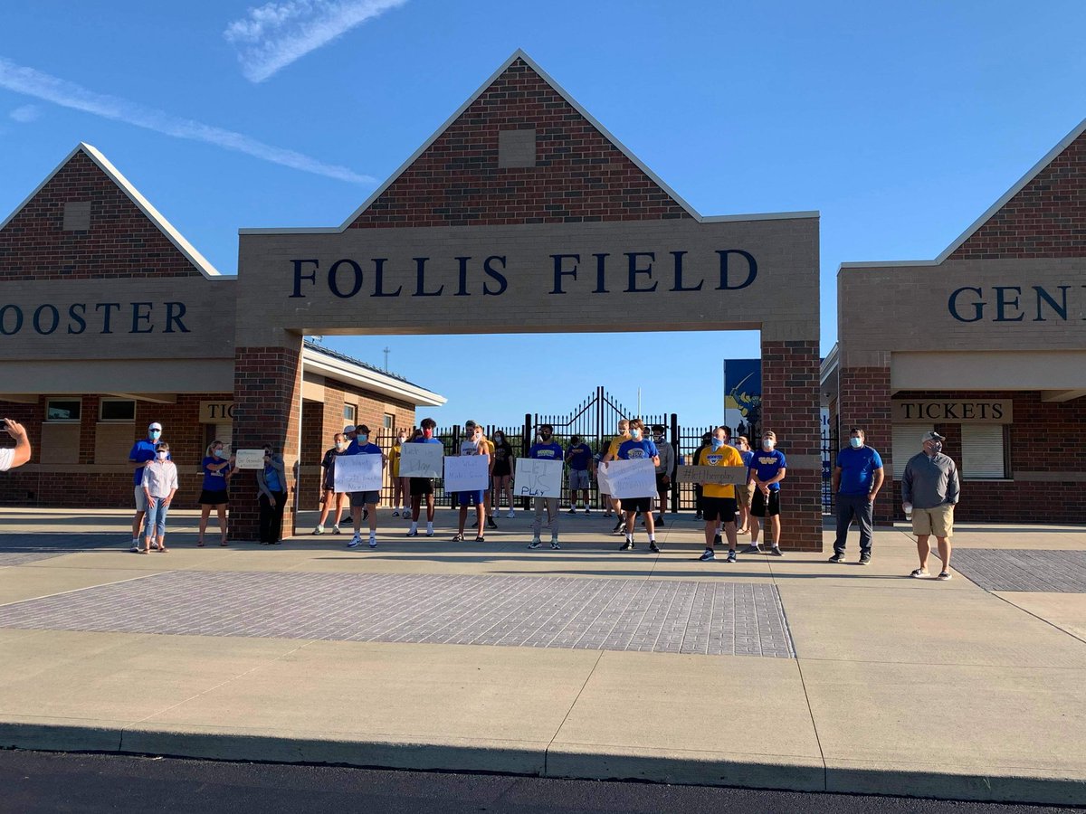 josh_mc1982's tweet photo. Members and parents of the Wooster Football Team met this morning (8am) at Follis Field. Wanting a chance to play this fall without delay, they will look to meet again on Monday, in front of the Board Office at 7 pm. I will bring you live updates from there. #TDR #DedicatedBunch https://t.co/NaJo20v5Vv
