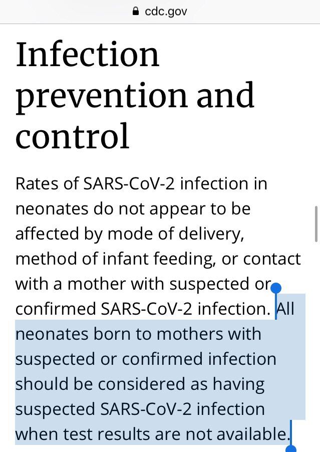 “All neonates born to mothers with suspected or confirmed infection should be considered as having suspected SARS-CoV-2 infection when test results are not available.”This contradicts the previous paragraph which stated “infections in neonates are uncommon” & will skew data.