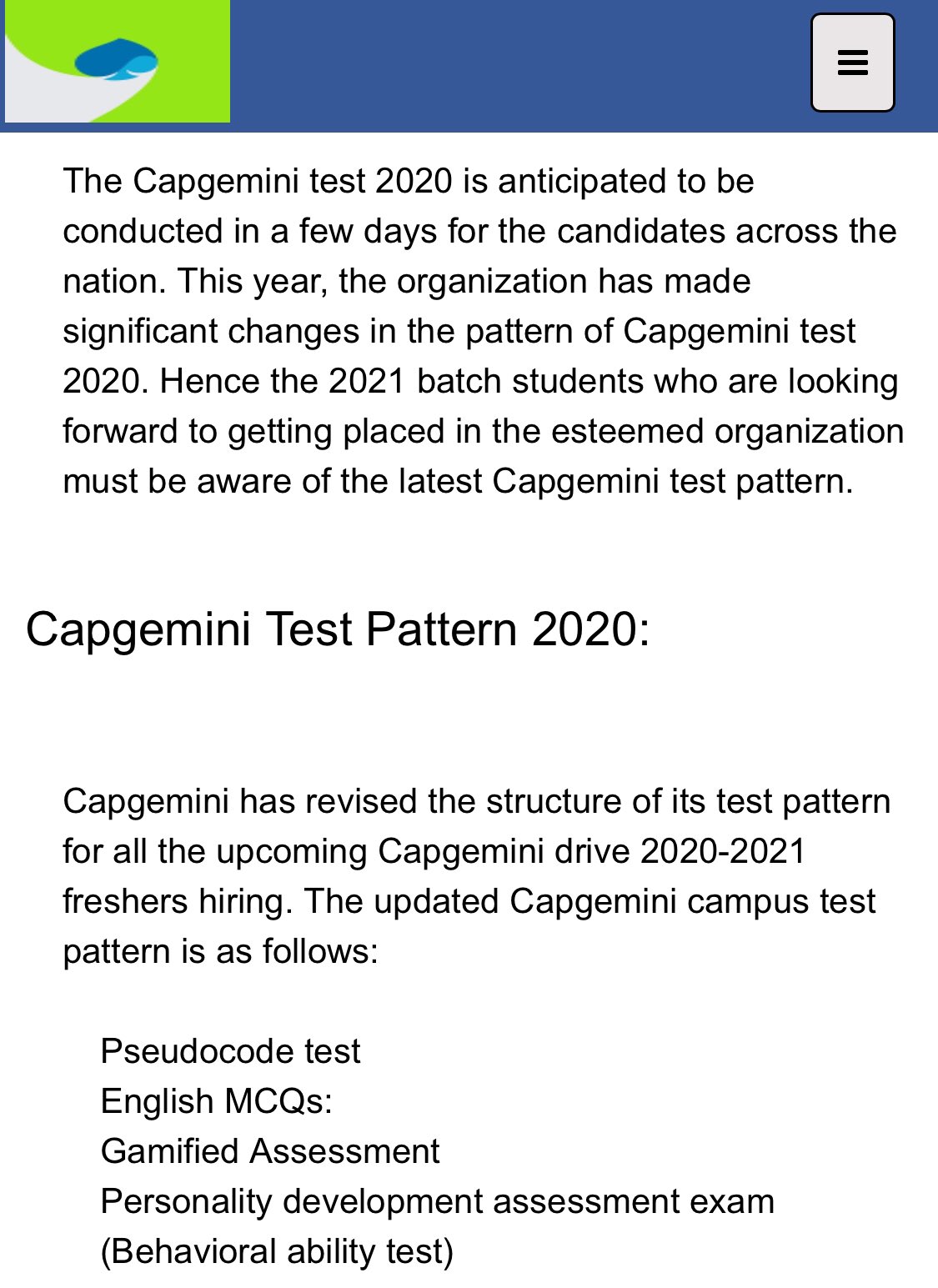 Q4Interview.com on X: &ldquo;Capgemini latest recruitment Process 2020 