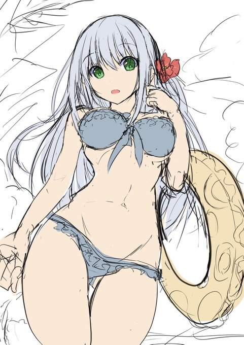 夏イラストの候補2枚ラフ描いたけど、どっちを清書しようか悩む。できれば両方とは思うけど先にどっち仕上げるか 