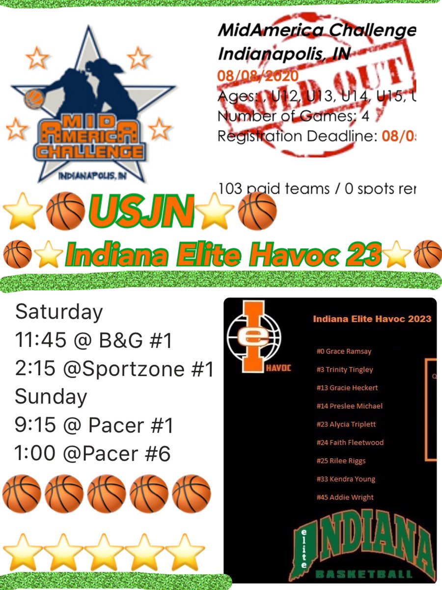 INCane4Life's tweet photo. It’s Game Day Baby!!! Good Luck Coaches & @INEliteHavoc23 @IndianaEliteWBB @INEliteHavoc at the #midamericachallenge @USJN 🙏🏼🏀🌟💚🧡 https://t.co/6SXulgm2G2