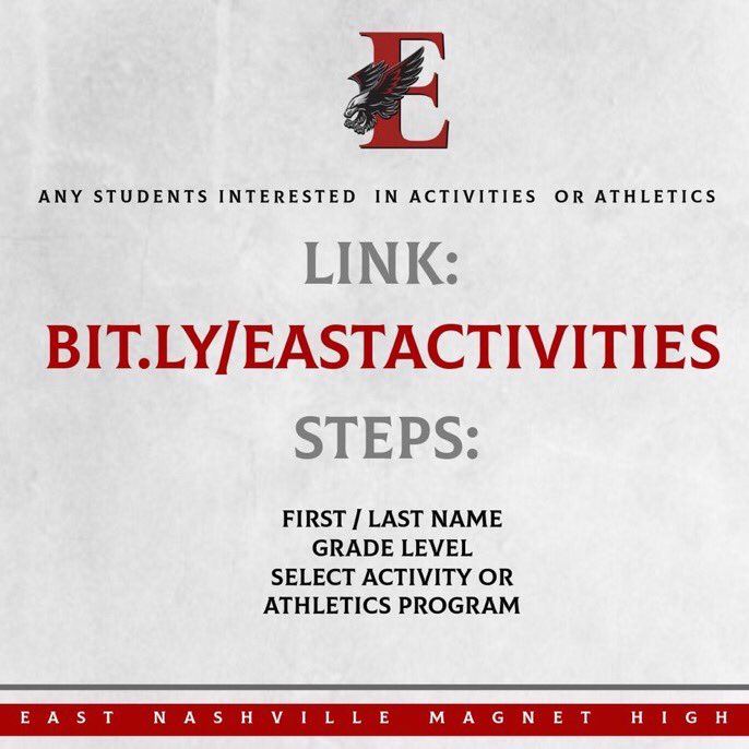 Any East student interested in school or athletic activities go to this LINK and the information will get to the right teacher/coach.