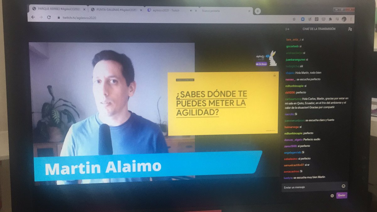 capalaciog's tweet photo. Buenísimo volver a ver a @martinalaimo en #AgilesCo2020 ¿Sabes dónde te puedes meter la agilidad? #CompartirParaExperimentar https://t.co/0CizlVz0RO