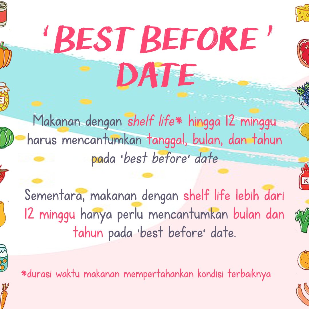 gabrielasnjy's tweet photo. PERBEDAAN ARTI DARI 'BEST BEFORE' DATE, 'USE BY' DATE, DAN 'EXPIRY DATE'
Sudah tahu arti istilah ini belum?
๐๐ง๐๐๐ฅฉ๐ฅ๐ฅฆ๐ฅฌ๐๐ฅ๐ฅ
#InfoGizi #EdukasiGizi #labelmakanan #bestbeforedate #usebydate #expirydate https://t.co/pS2N2DLaWI