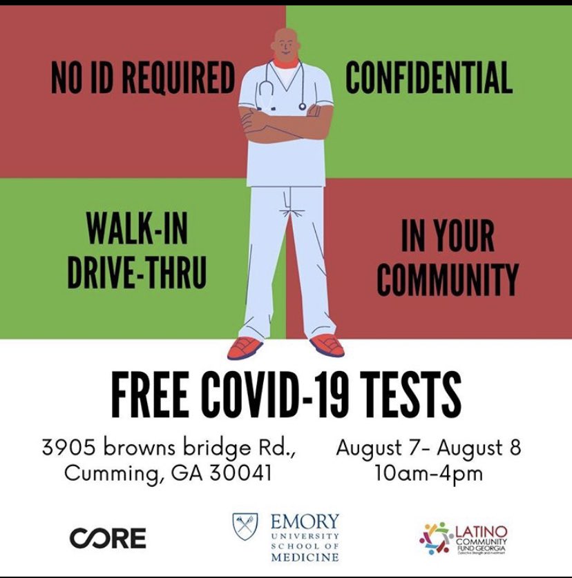 Happening NOW! Free #COVID19 testing! When partnerships work with the community and for the community @LCFGeorgia @CoreResponse @GradyHealth @EmoryMedicine #EmoryID @colleenfkelley