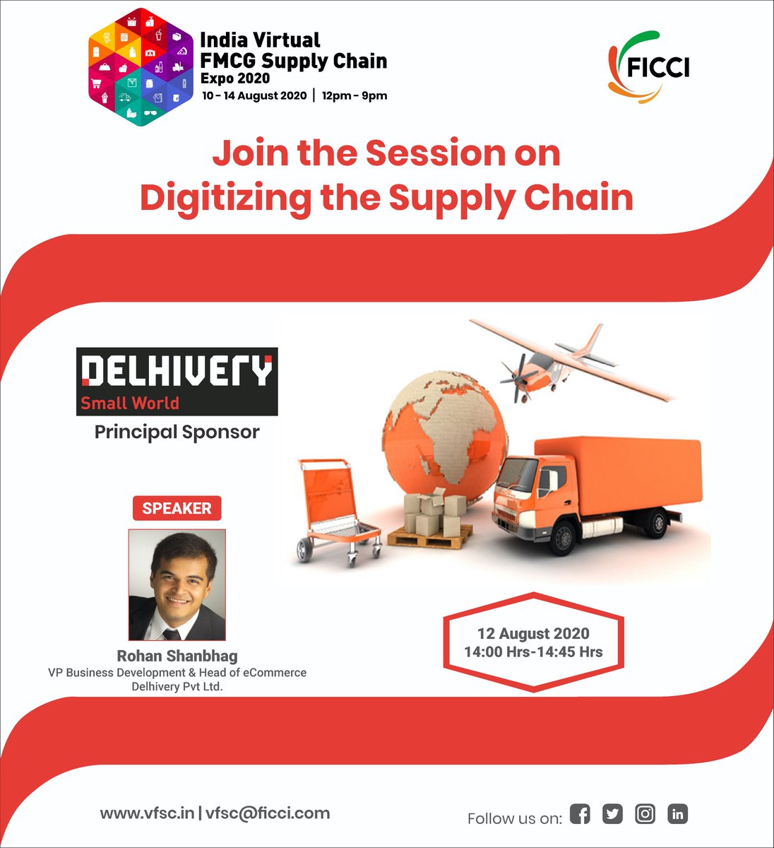 india_fmcg's tweet photo. Join us for a webinar: Digitizing the supply chain by Mr.Rohan Shanbhag, Vice President Business Development &amp; Head of eCommerce Delhivery Pvt Ltd. on 12th August at 14:00-14:45
Register: https://t.co/VCTycOZ8d5 https://t.co/kgE0BL5kqY