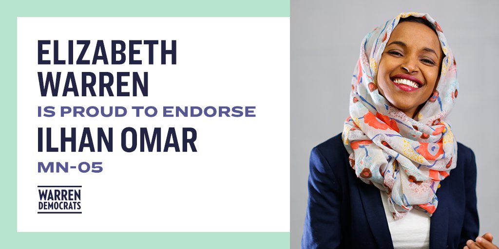 Elizabeth Warren is proud to endorse Ilhan Omar, MN-05