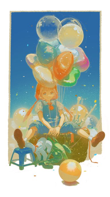 「balloon sitting」 illustration images(Popular)
