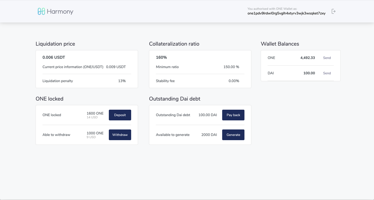 potvik1's tweet photo. @stse @chainlink @SNZ_holding @ValidationCap @Wetez_wallet @Exmo_Com @CoinDCX MakerHackers team @harmonyprotocol presents @MakerDAO MVP with collateralization and liquidation.

Why @MakerDAO on Harmony? insanely fast, ridiculously cheap.

sign up here to be one of the first to try and win prizes! https://t.co/aGJ7SV5CX5 https://t.co/z71qaDXN1A