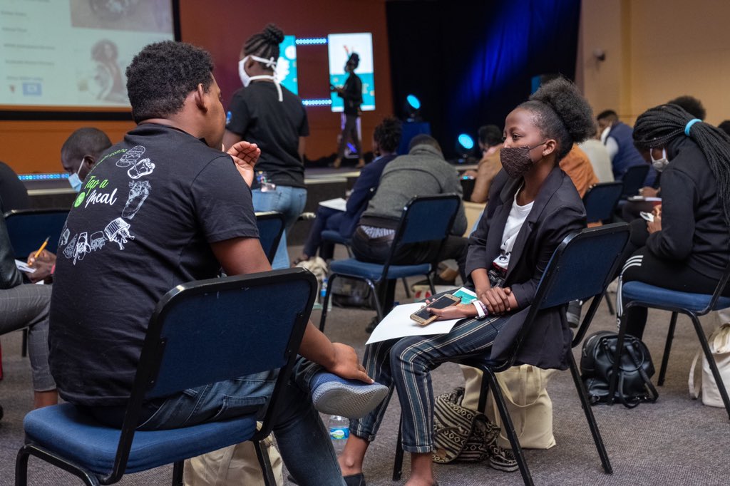 One_Namibia's tweet photo. For the interactive segment, attendees are pairing up to share and discuss the impact of COVID-19 on their respective businesses. #ONESurvivalToolkit #Innovation https://t.co/vUqMMbEHVD